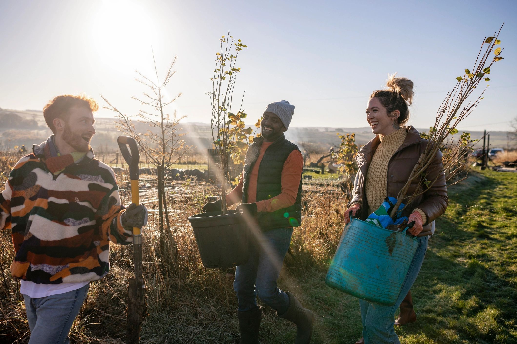 Community group planting trees